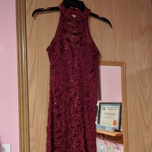 A burgundy dress